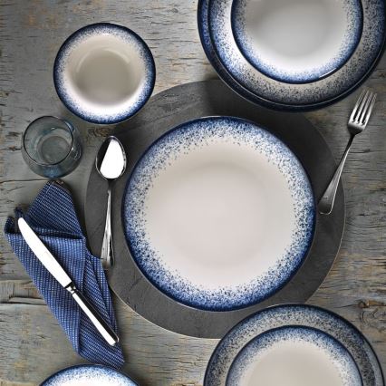 Eetservies 18-delig wit/blauw/porselein