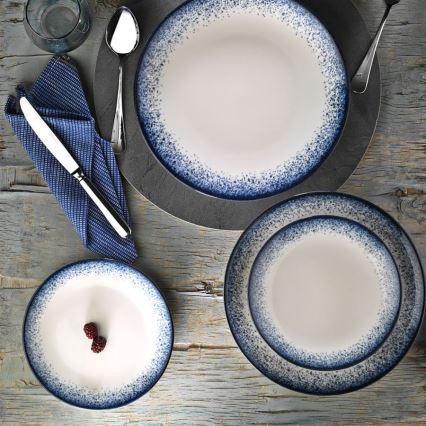 Eetservies 18-delig wit/blauw/porselein