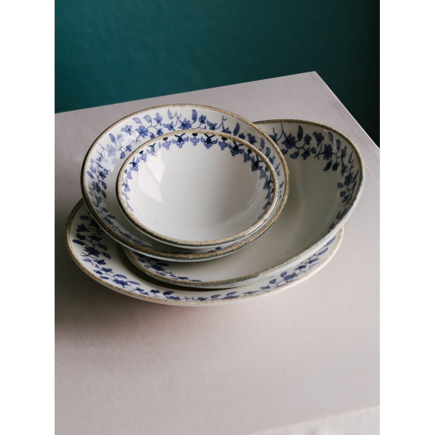 Eetservies 18 st wit/blauw/porselein