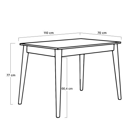 Eettafel 77x110 cm wit