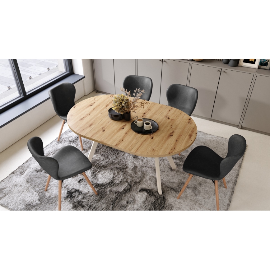 Eettafel ARTUR artisan eiken/beige