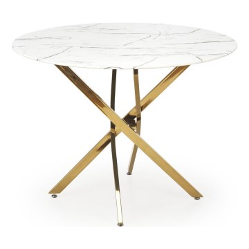 Eettafel ESTEN 100 cm wit/goud