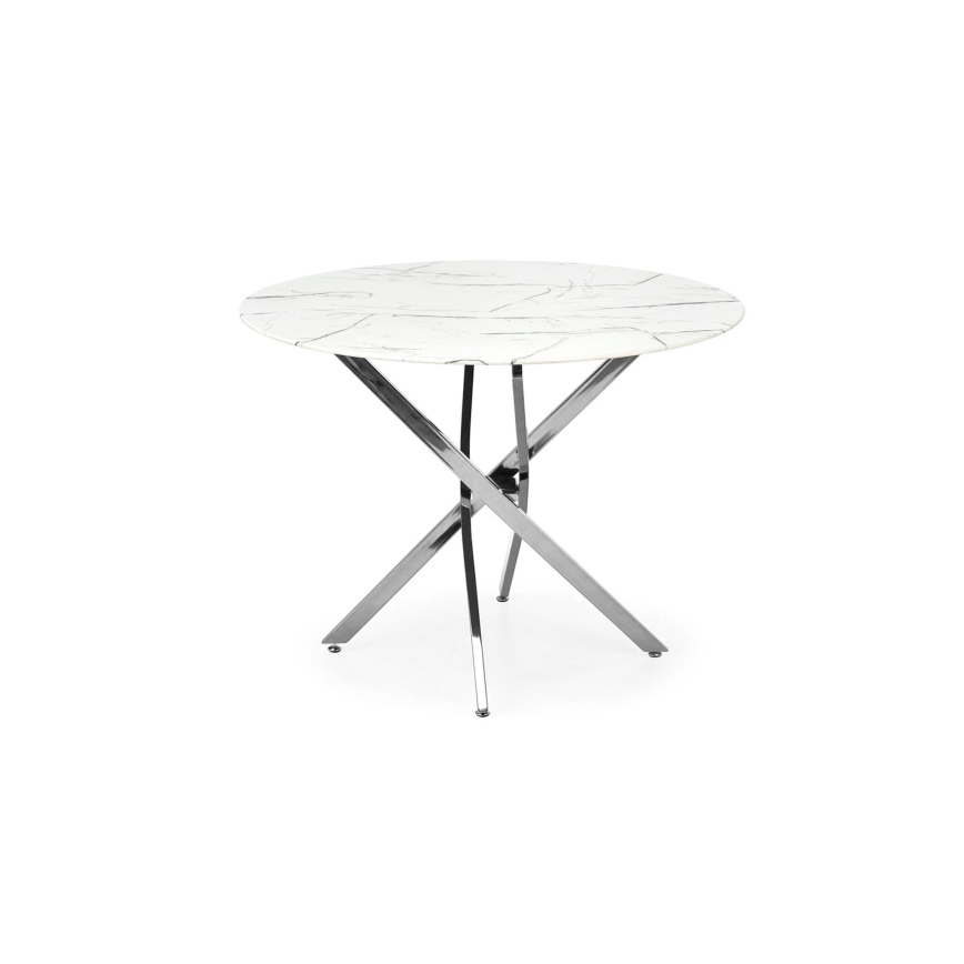 Eettafel ESTEN 100 cm wit/zilver