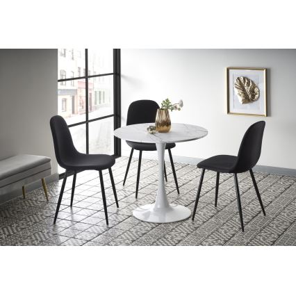 Eettafel PACIS, wit marmerdecor/wit