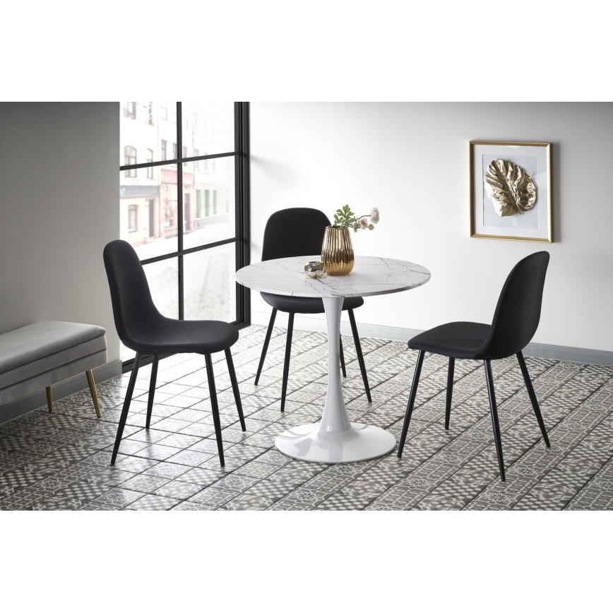 Eettafel PACIS, wit marmerdecor/wit