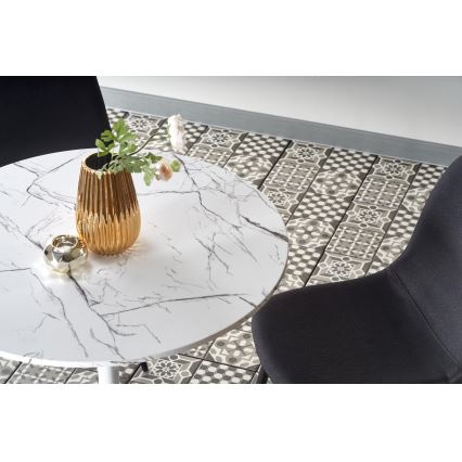 Eettafel PACIS, wit marmerdecor/wit