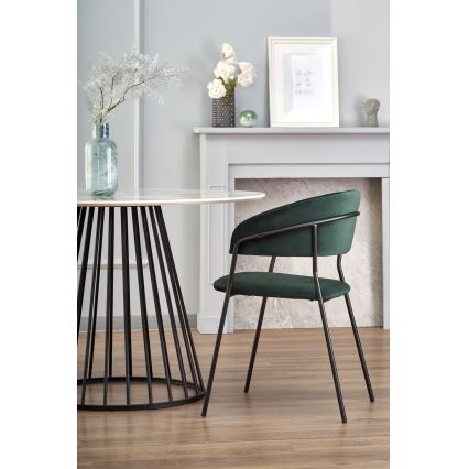 Eettafel SEREIN decor wit marmer/zwart