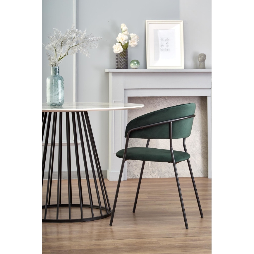 Eettafel SEREIN decor wit marmer/zwart