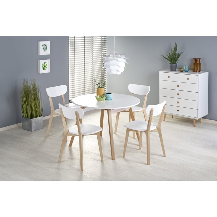 Eettafel SOLINA wit/eiken
