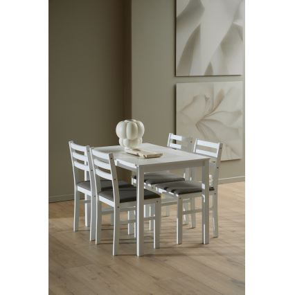 Eettafelset EMILY met 4 stoelen, wit