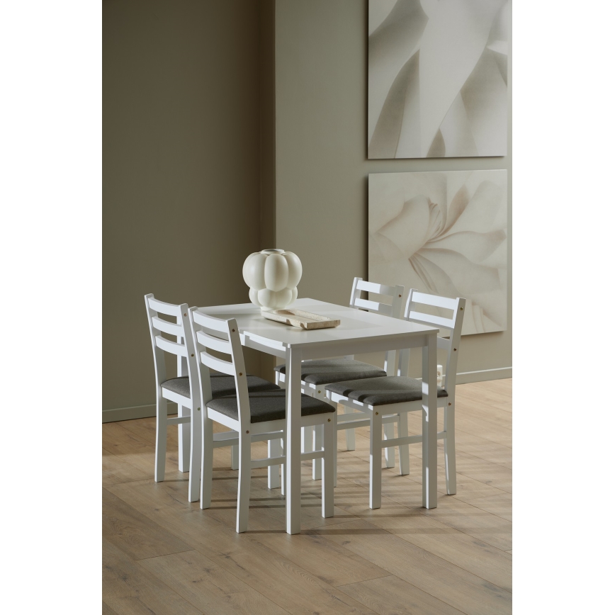 Eettafelset EMILY met 4 stoelen, wit
