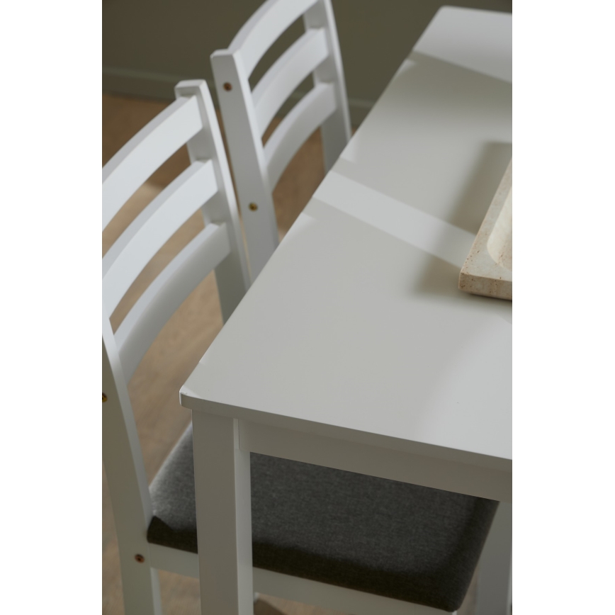 Eettafelset EMILY met 4 stoelen, wit
