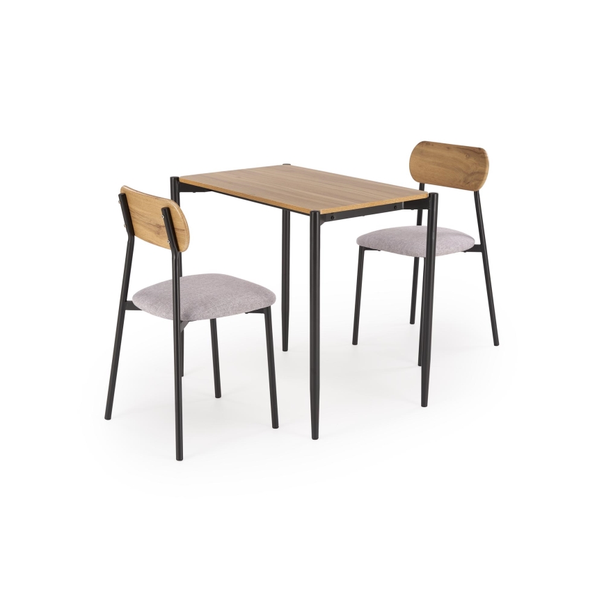Eettafelset NANDO 84x54 cm grijs/bruin/zwart