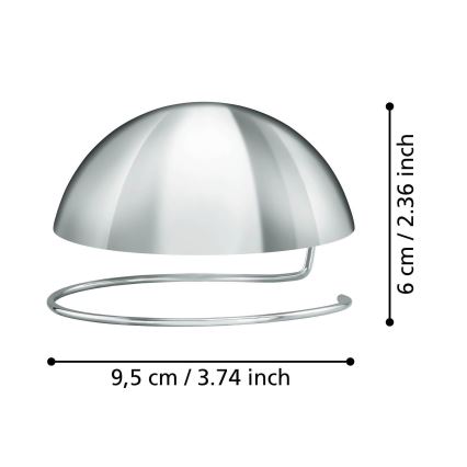 Eglo 11907 - Decoratieve bolvormige kap voor gloeilamp G95 glanzend chroom