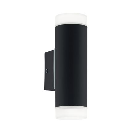 Eglo 13709 - LED buitenwandlamp RIGA 2xGU10/4,6W/230V IP44 zwart