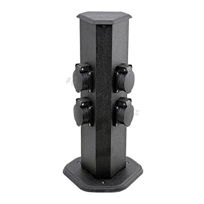 EGLO 22455 - Buitenstopcontact Paal PARK 4 zwart IP44