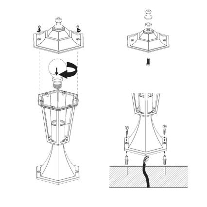 EGLO - Buitenlamp 1xE27/60W zwart IP44