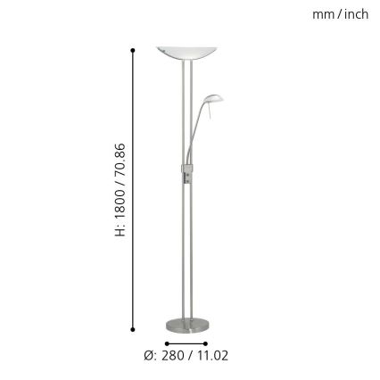 Eglo 25869 - Lampadaire à intensité variable BAYA 1xR7s/230W/230V + 1xG9/33W chrome mat