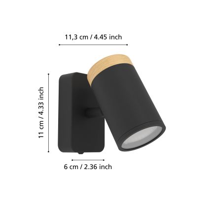 Eglo - Wandspot voor de badkamer 1xGU10/3W/230V IP44 zwart/beige