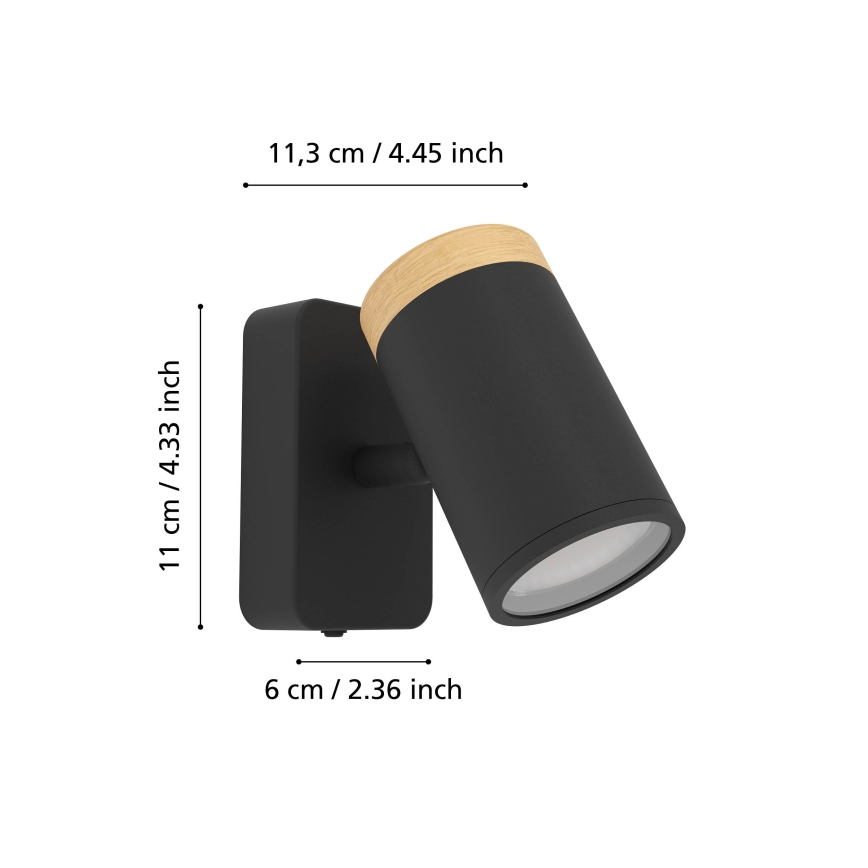 Eglo - Wandspot voor de badkamer 1xGU10/3W/230V IP44 zwart/beige