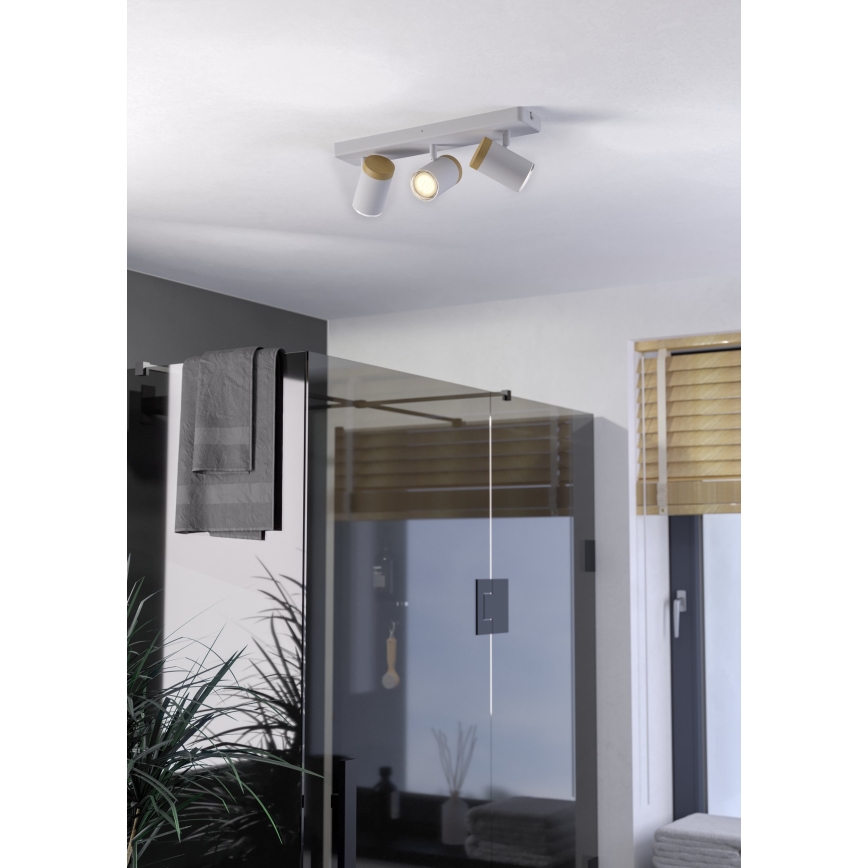 Eglo - Spot de salle de bains 3xGU10/3W/230V IP44 blanc/beige