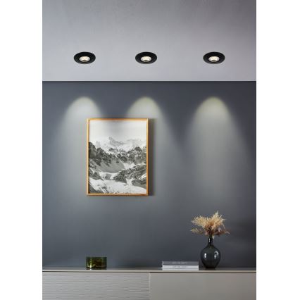 Eglo - Set van 10 LED-inbouwspots 4,9W/230V 2700/4000/6500K Ø 9 cm zwart