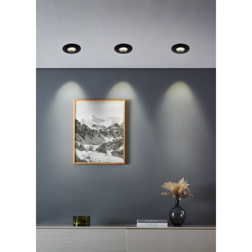 Eglo - Set van 10 LED-inbouwspots 4,9W/230V 2700/4000/6500K Ø 9 cm zwart