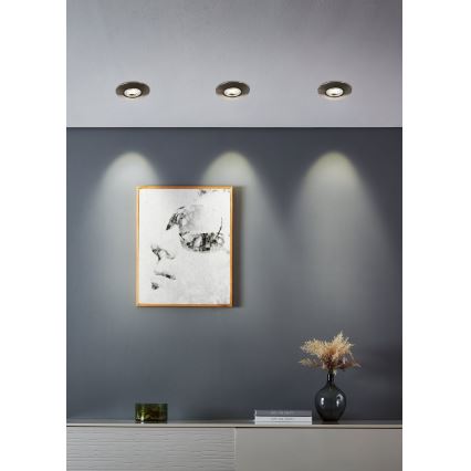 Eglo - Lot de 7 luminaires encastrés LED 4,9 W, 230 V, 2700/4000/6500 K, Ø 9 cm, chrome mat