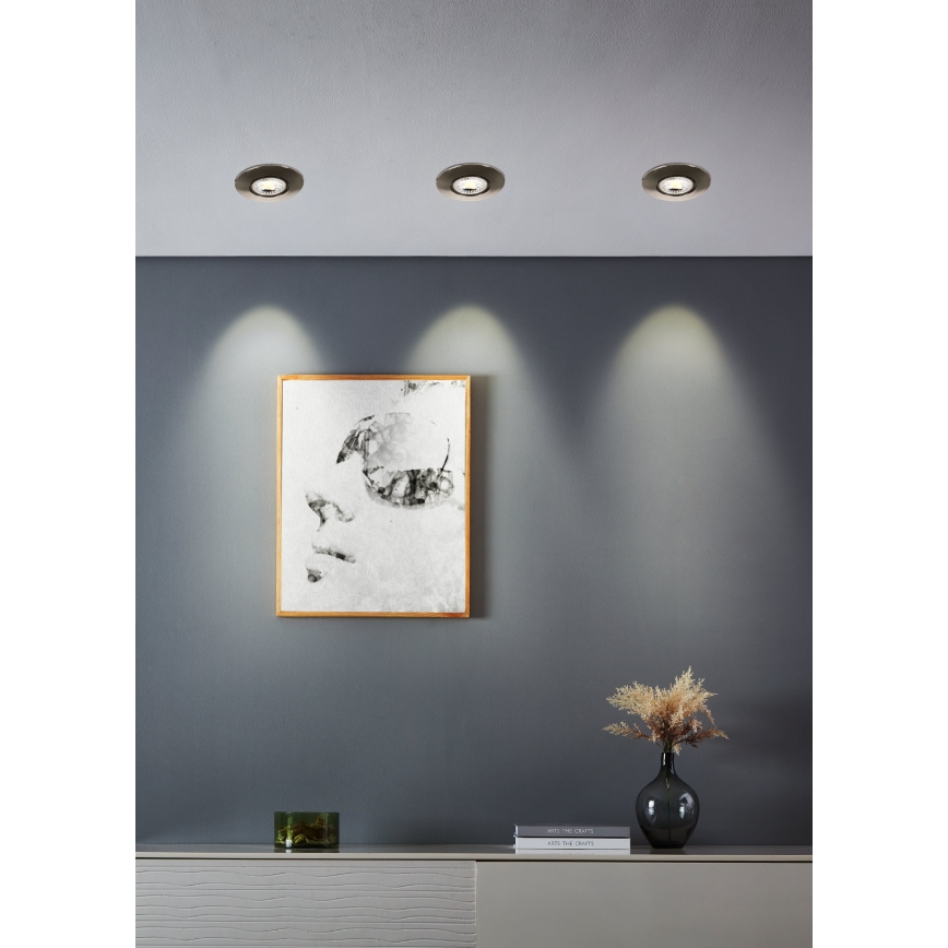 Eglo - Lot de 7 luminaires encastrés LED 4,9 W, 230 V, 2700/4000/6500 K, Ø 9 cm, chrome mat