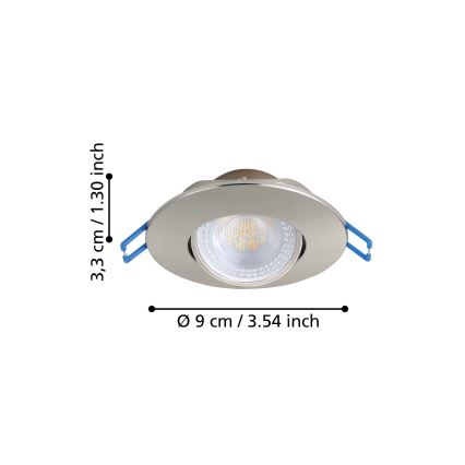 Eglo - SET van 7 LED-inbouwspots LED/4,9W/230V 2700/4000/6500K diameter 9 cm mat chroom