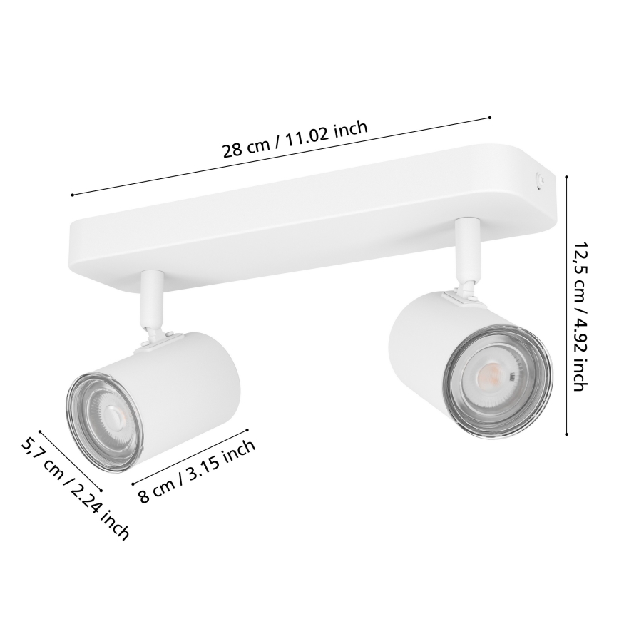 Eglo - Spot de salle de bains 2xGU10/5W/230V IP44 blanc