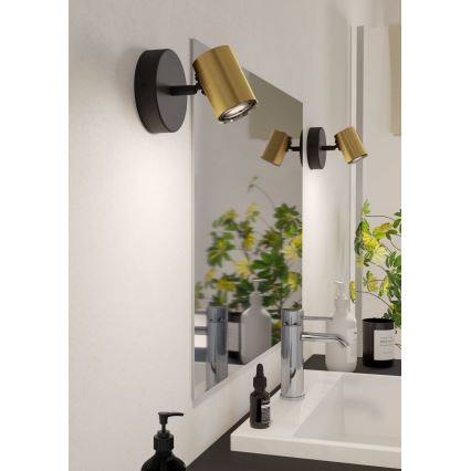 Eglo - Badkamer wandspot 1xGU10/5W/230V IP44 zwart/goud