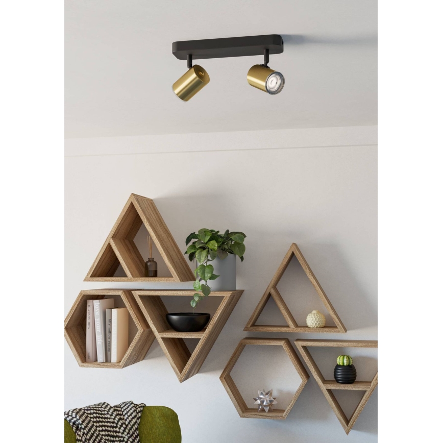 Eglo - Spot de salle de bains 2x GU10/5W/230V IP44 noir/doré