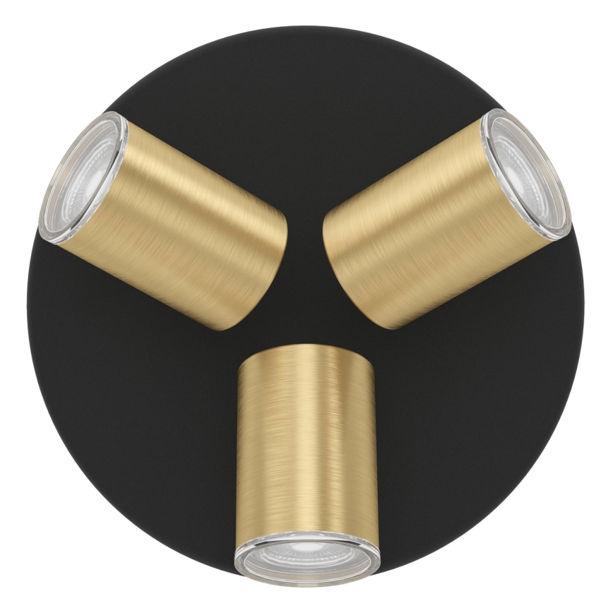 Eglo - Badkamerspot 3xGU10/5W/230V IP44 zwart/goud