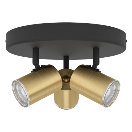 Eglo - Badkamer-spotlamp 3x GU10/5W/230V Ø 25 cm IP44 zwart/goud