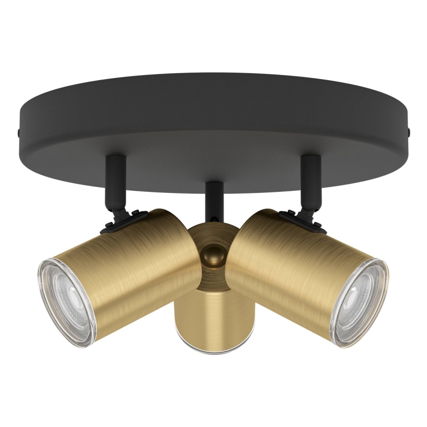 Eglo - Badkamer-spotlamp 3x GU10/5W/230V Ø 25 cm IP44 zwart/goud