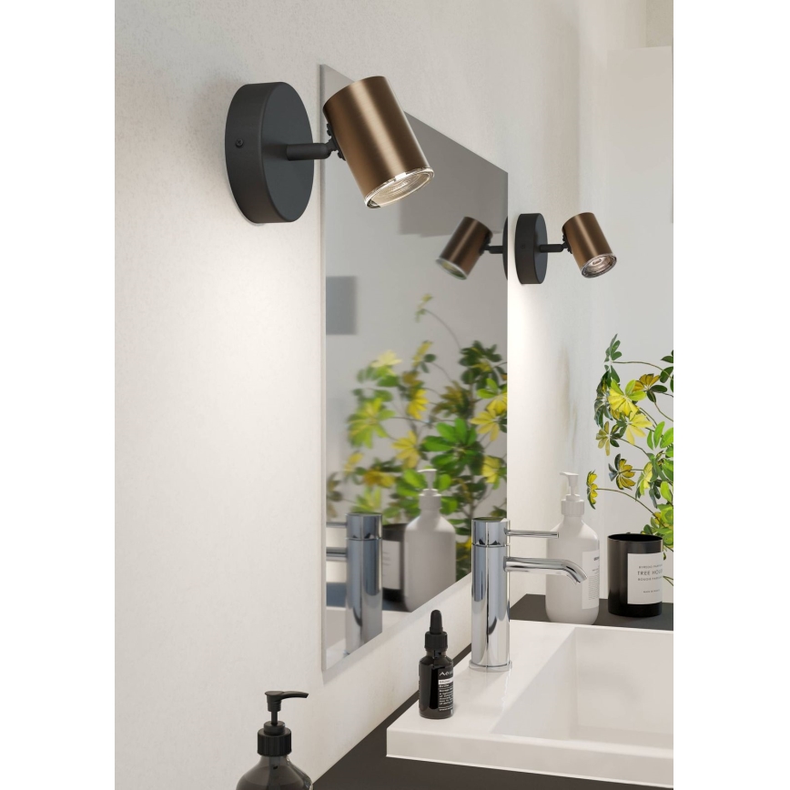 Eglo - Spot mural pour salle de bains 1xGU10/5W/230V IP44 noir/marron