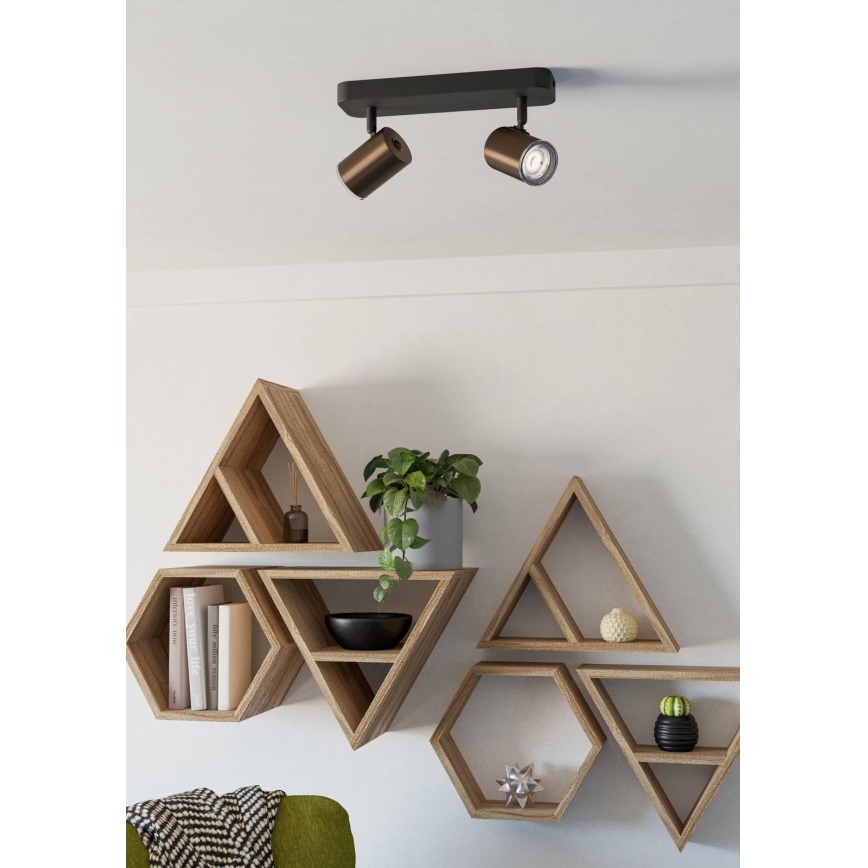 Eglo - Badkamer spot 2xGU10/5W/230V IP44 zwart/bruin