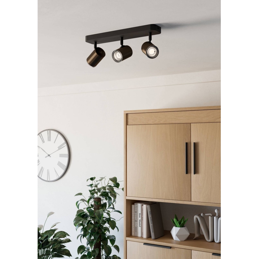 Eglo - Badkamer spotlamp 3xGU10/5W/230V IP44 zwart/bruin