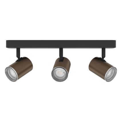 Eglo - Spot pour salle de bains 3x GU10/5W/230V IP44 noir/marron