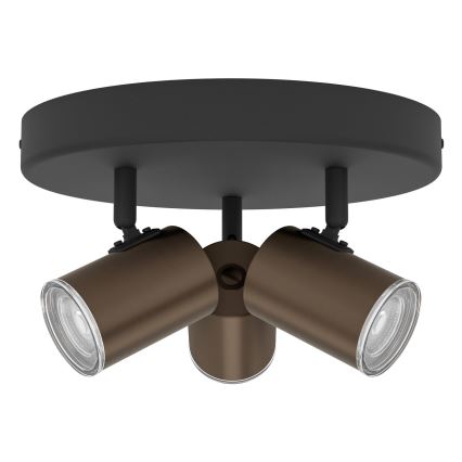 Eglo - Spot de salle de bains 3xGU10/5W/230V Ø25 cm IP44 noir/marron