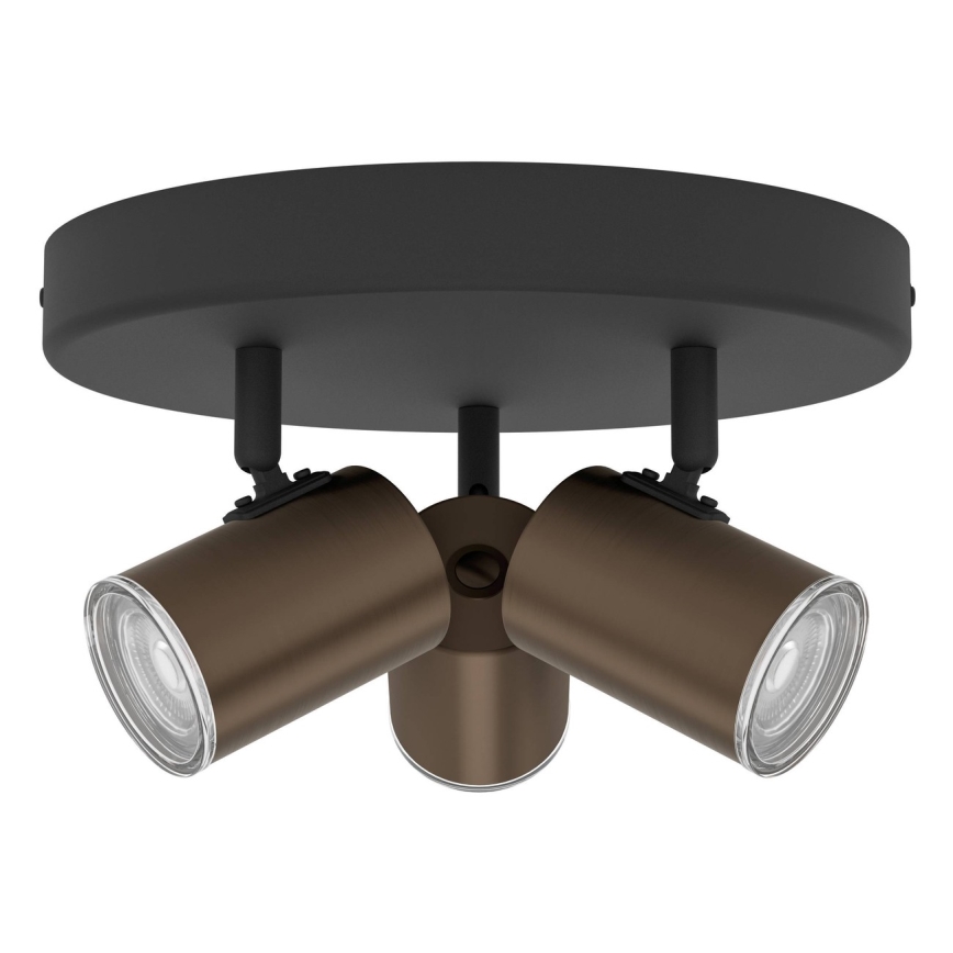 Eglo - Spot de salle de bains 3xGU10/5W/230V Ø25 cm IP44 noir/marron