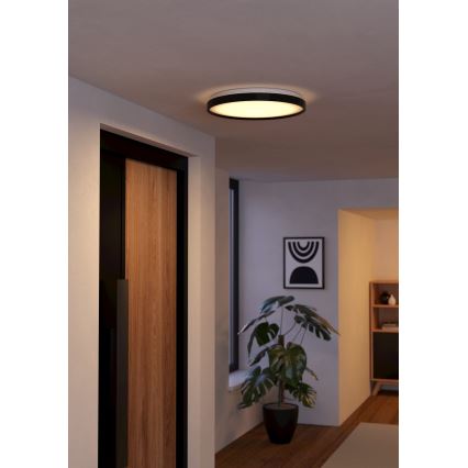 Eglo 300692- Plafonnier LED RGBW dimmable MOZONCILLO-Z LED/28,3W/230V 2700-6500K Ø 48,4 cm noir + télécommande