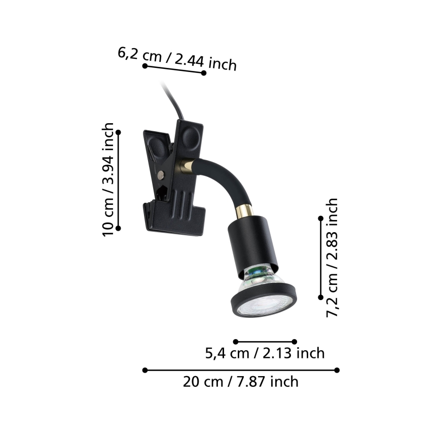 Eglo - Lampe LED à pince 1xGU10/4,5W/230V noire