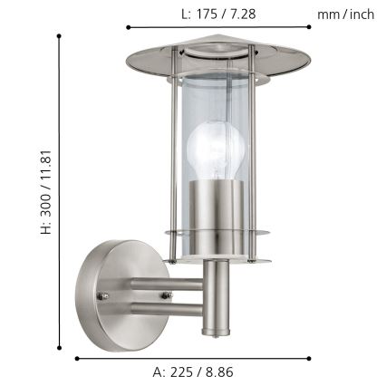 Eglo - Buitenlamp 1xE27/60W/230V IP44