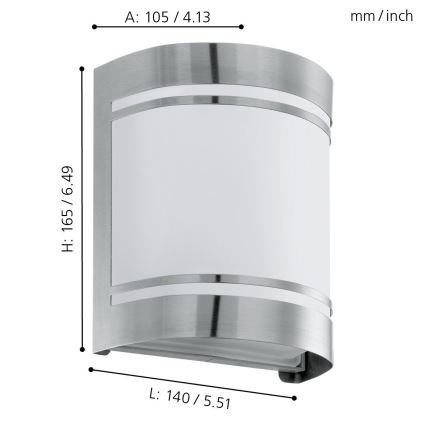 Eglo - Applique murale extérieure 1xE27/40W IP44