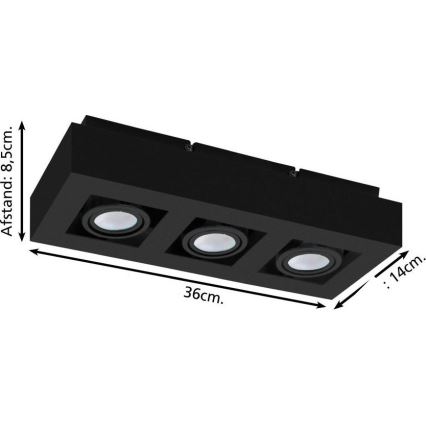 Eglo 31064 - LED spot MENDOZA 3xLED/4,7W/230V 3000K zwart