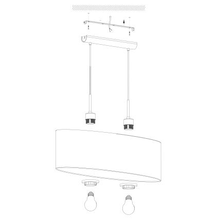 Eglo - Suspension filaire 2xE27/60W/230V taupe