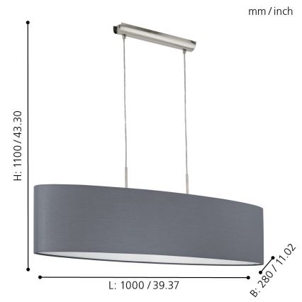 Eglo - Hanglamp aan kabel 2xE27/60W/230V