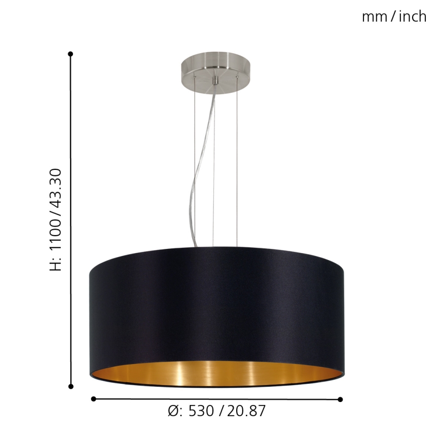 Eglo - Suspension filaire 3xE27/60W/230V
